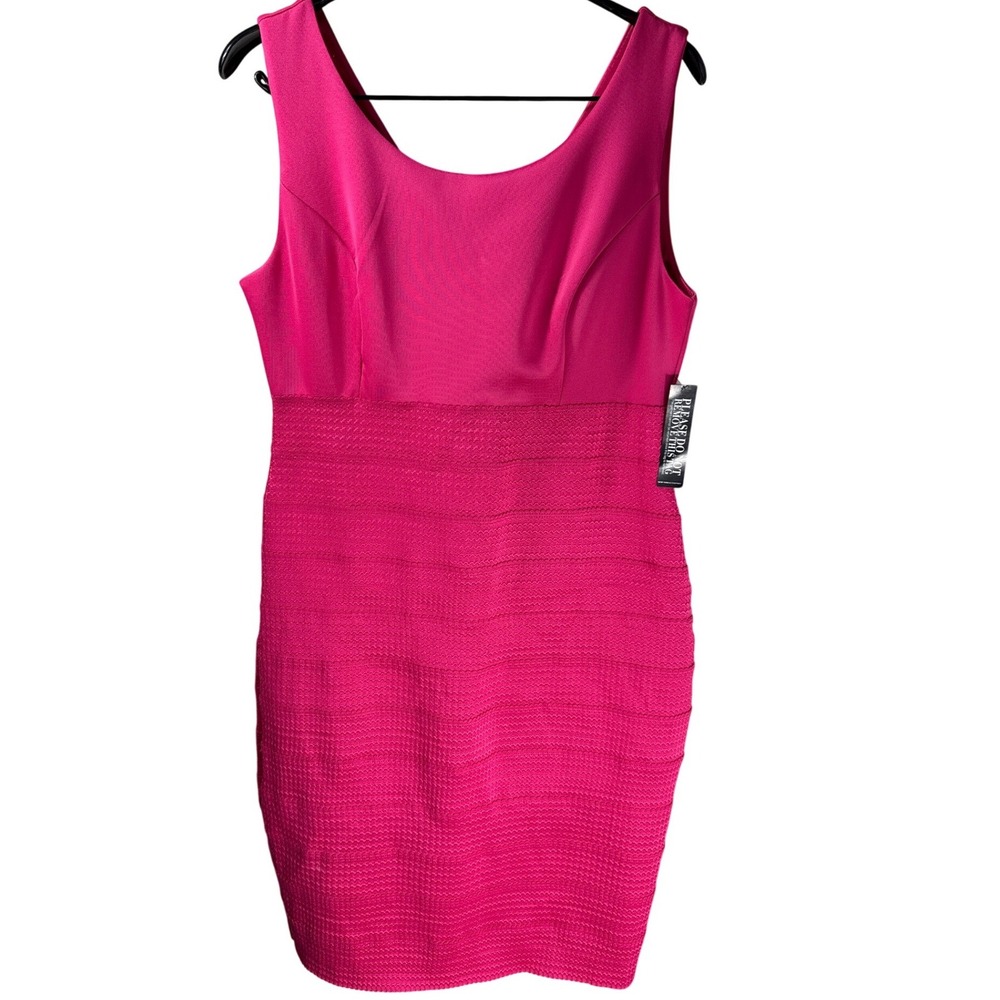 New York & Company‎ Hot Pink Bandage Sheath Dress Sleeveless Textured 7518 Large